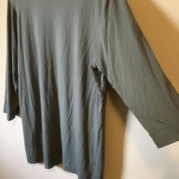 Nicole Miller Clay Grey Rayon 3/4 Sleeve Chiffon Rose Shirt - Picture 9 of 16
